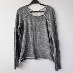 FP Beach Long Sleeve Top Raw Hem Heathered Gray Comfy‎ Casual Size S